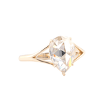 Pear Cut Moissanite Split Shank Solitaire Yellow Gold Ring