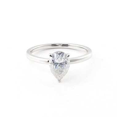 Pear Cut Moissanite Solitaire White Gold Ring