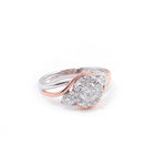 Round Cut Moissanite with Two Side Stones Platinum White Gold Ring