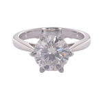 Round Brilliant Cut Moissanite Hearth White Gold Solitaire Ring