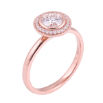 Round Brilliant Bezel Halo Rose Gold Ring