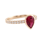 Pear Cut Ruby Bezel Yellow Gold