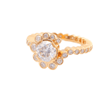 Round Brilliant Cut Moissanite with Round Moissanite Halo Eternity Band Yellow Gold Ring