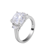 Cushion Cut Moissanite with Side Stones White gold Ring