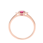 Round Cut Ruby with Round White Moissanite Rose Gold Ring