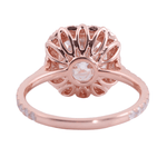 OMC Cushion Cut Moissanite Halo Pavé Rose Gold Ring