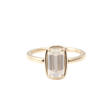 Emerald Cut Bezel Yellow Gold Solitaire Ring