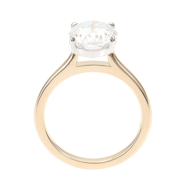 Oval Cut Moissanite White and Yellow Gold Solitaire Ring