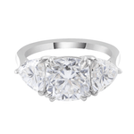 Cushion Cut Moissanite with Accent Stones White Gold Ring