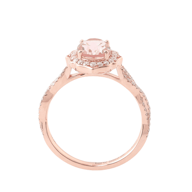 Oval Pink Sapphire Pave Rose Gold Ring