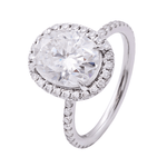 Oval Cut Moissanite Halo Pavé White Gold Ring