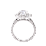 Oval Cut Moissanite with Round and Marquise Accent Stones Double Pavé Band White Gold Ring