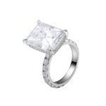 Radiant Cut Moissanite Halo Pavé White Gold Ring