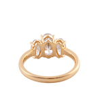 Oval Cut Moissanite with Oval Side Stones Yellow Gold Ring