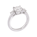 Cushion Cut Moissanite with Round Side Stones White Gold Ring