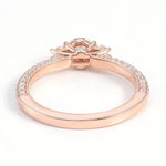 Round Cut Moissanite with Round Side Stones Triple Pave Rose Gold Ring