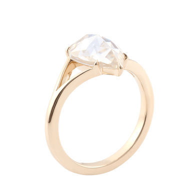 Pear Cut Moissanite Split Shank Solitaire Yellow Gold Ring