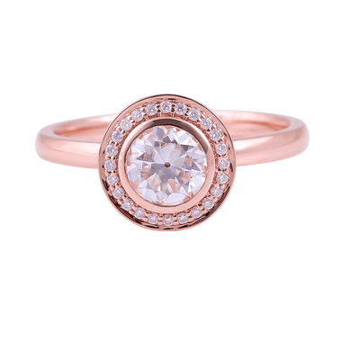 Round Brilliant Bezel Halo Rose Gold Ring