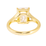 Emerald Cut Moissanite Split Shank Band Yellow Gold Solitaire Ring