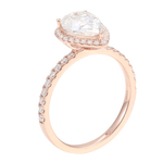 Pear Cut Moissanite Halo Pavé Rose Gold