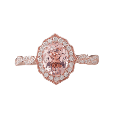 Oval Pink Sapphire Pave Rose Gold Ring