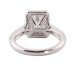 Emerald Cut Moissanite Halo Pave White Gold Ring