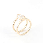 Emerald Cut Moissanite Double Band Yellow Gold Solitaire Ring