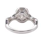 Oval Moissanite Halo Split Shank Band Pavé White Gold Ring