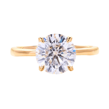 Round  Brilliant Tulip Solitaire Yellow Gold Ring