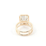 Emerald Cut Moissanite Double Band Yellow Gold Solitaire Ring