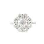 Round Old European Cut Moissanite Pavé White Gold Ring