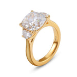 OMC Cut Moissanite with Side Stones Yellow Gold Ring