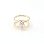 Emerald Cut Moissanite Double Band Yellow Gold Solitaire Ring