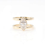 Emerald Cut Moissanite Double Band Yellow Gold Solitaire Ring