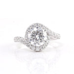 Round Brilliant Pavé Halo White Gold Ring