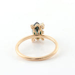 Green Marquise Cut Emerald with Accent Moissanite Stones Yellow Gold Ring