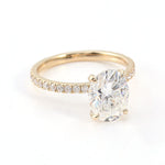 Oval Cut Hidden Halo Pavé Yellow Gold Ring