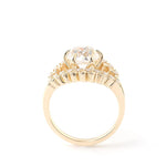 Round Cut Moissanite with Small Moissanite Accent Stones Split Band Yellow Gold Ring