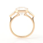 Asscher Cut Moissanite with Pear Side Stones Bezel Yellow Gold Ring